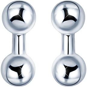 Yumilok Jewelry 925 Sterling Silver Double Ball Hypoallergenic Stud Earrings Dumbbell for Girls