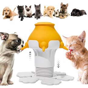 Puppy Feeder for Multiple Puppies, 300ml Puppy Milk Feeder Bowl with 5 Teats & Adjustable Height for Nursing Puppies, Nipple Puppy Bottles Feeding Station for Kittens, Puppies and Rabbits(Yellow) in Kuwait