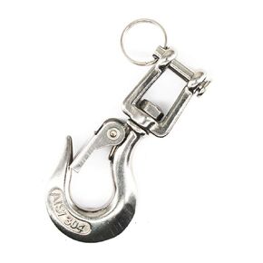 304 Stainless Steel Swivel Eye Lifting Hook American Type Safety Hook Rigging Accessory with Latch Eye Working Load 1000 KG 3/8"