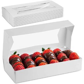MT Products Long Bakery Boxes - Chocolate Covered Strawberry Boxes 12.5" x 5.5" x 2.25" - (Pack of 5)