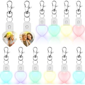 Tondiamo 10 Pcs LED Sublimation Blank Keychain Acrylic Lighted Transfer DIY Summer Christmas Keychain Gifts(Heart)