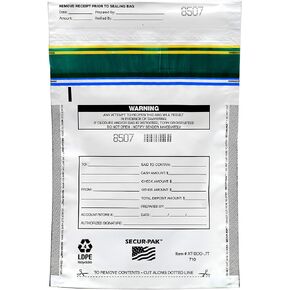 Secur-Pak Deposit Bags - Pack of 100 - Bill Capacity, 750 - Premium, Level 4 Security Tamper Evident, White Security Bags - Self Sealing, Opaque 2.5 Mil Plastic - 7" x 10" - SECUR-PAK