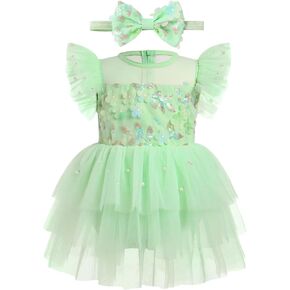 ODASDO Newborn Infant Baby Girls Princess Tutu Tulle Flower Romper Dress with Headband for 0-24 Months