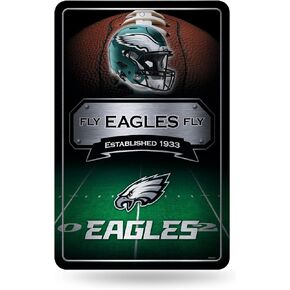 Rico Industries NFL Philadelphia Eagles Large Metal Sign 11" x 17" Large Metal Home Décor Sign,Silver