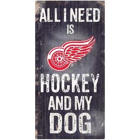 Fan Creations NHL Detroit Red Wings Unisex Detroit Red Wings Hockey and My Dog Sign, Team Color, 6 x 12