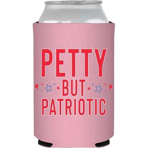 American Patriotic Can Cooler, US Made, Foam (Party In The US, Red w/Blue & White Lettering, Foam) Sip Hip Hooray