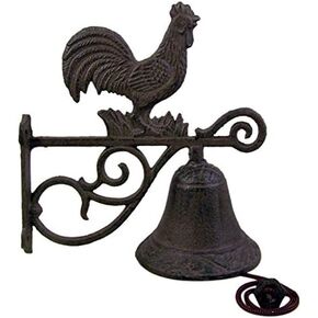 Rustic Cast Iron Rooster Traditional Farmhouse Dinner Bell, 7 1/2 Inch