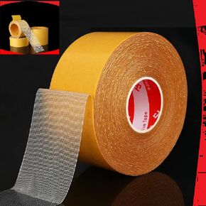 Hyuxinmy Double Sided Tape Heavy Duty Mounting Tape, Two Sided Thin Self Adhesive Tape High Tack, Universal Clear Removable Double Sided Tape with Fiberglass Mesh (0.79in-66ft)