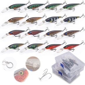 Goture Minnow Fishing Lures, Crankbaits Hard Baits with Tackle Box, Fast/Slow Sinking Minnow Lures Freshwater Saltwater, Topwater Pencil Fishing Lures for Trout Bass Perch Walleye Fishing