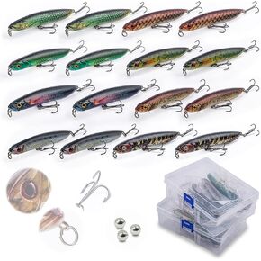 Goture Minnow Fishing Lures, Crankbaits Hard Baits with Tackle Box, Fast/Slow Sinking Minnow Lures Freshwater Saltwater, Topwater Pencil Fishing Lures for Trout Bass Perch Walleye Fishing