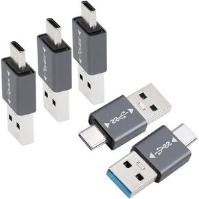 QIANRENON 5Pcs USB 3.1 Male to USB C Male Adapter USB A to USB C Connector 10Gbps, Support OTG Data Synchronization for Smartphone Laptop Tablet Power Bank