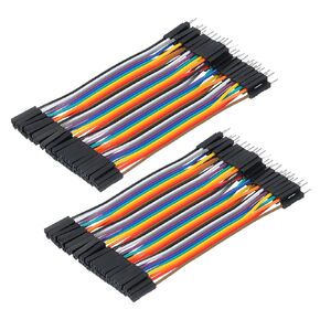 MECCANIXITY Male to Female 40Pin Breadboard Jumper Wire 2.54mm Pitch Ribbon Cable 10cm Long Electronics Breadboard Ribbon Cables for Breadboard Electronic Projects Pack of 2