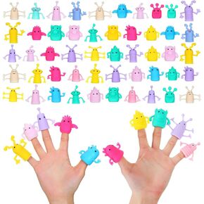 Motionchic 80 Pcs Finger Puppets Toys Cute Monster Puppet Soft Rubber Finger Toys of Monster and Little Devil Pattern Finger Doll Toys Stretchy Fidget Toy for Party Favors Role Playing