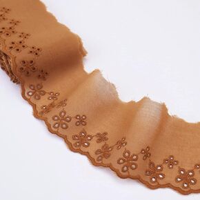 Eyelet Lace Trim 5 Yards Brown Cotton Lace Ribbon Embroidery Scalloped Lace for Sewing, Baby Clothes, Pets Clothes