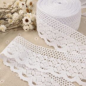 White Lace Ribbon 16 Yards Crochet Lace Trim Cotton Sewing Lace for Crafts, Gift Package Wrapping, Bridal Wedding Decoration, Scrapbooking Supplies