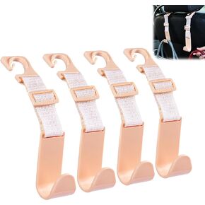Amooca Headrest Hooks for Car Adjustable 4 Pack Vehicle Seat Back Organizer Storage Hanger Holder for Purse Bags Universal Fit Black