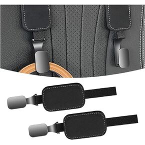 AUCELI Car Seat Headrest Suede Hook, 2 Pack Auto Seat Back Hooks, Suede Storage Organizer with Metal Hanger, Vehicle Backseat Hangers, Creative Interior Accessories for Hanging Grocery Purse (Black)