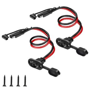 Linkstyle 2PCS SAE Quick Connector Harness,1FT 10AWG SAE Adapter Male Plug to Female Socket Cable,Waterproof SAE Extension Cable Power Socket Sidewall Port for Solar Panel Generator Battery Charger