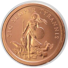Sic Semper Tyrannis Thus Always to Tyrants 1 oz Pure .999 Copper Round - COA by Heavenly Metals