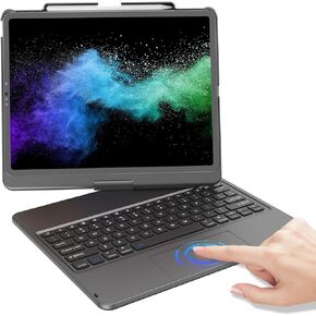 KBCASE iPad Pro 12.9 Keyboard Case, Touch Keyboard Case for iPad Pro 12.9 inch 3rd/4th Generation 2018/2020, 360°Rotatable iPad Case with Touchpad & Pencil Holder for iPad Pro 12.9 (Titanium Gray)