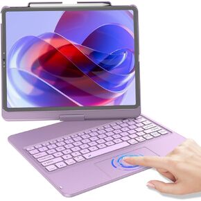 حافظة لوحة مفاتيح KBCASE iPad Pro 12.9، حافظة لوحة مفاتيح تعمل باللمس لجهاز iPad Pro 12.9 بوصة الجيل الثالث/الرابع 2018/2020، حافظة iPad قابلة للدوران 360 درجة مع لوحة اللمس وحامل أقلام لجهاز iPad Pro 12.9 (رمادي تيتانيوم)