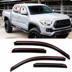 Window Deflector in-Channel Fit for 2016 2017 2018 2019 2020 T0y0ta Tacoma Double Cab Window Vent Visors Guard 4PCS