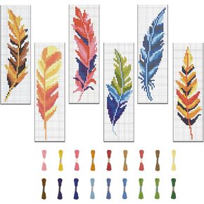 FREEBLOSS 6 Set Bookmark Cross Stitch Kits Stitch Bookmark Cross Stitch Kits with Instructions Cartoon Cat Pattern Punch Needle Kit for Beginners Bookmark Making Kit for Gift in Kuwait