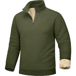 MAGCOMSEN Men's Sherpa Lined Quarter Zip Fleece Heavyweight Pullover Winter Warm Sweatshirts