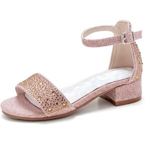 Felix & Flora Girls Sandals Low Heels Open Toe Flower Girl Dress Shoes