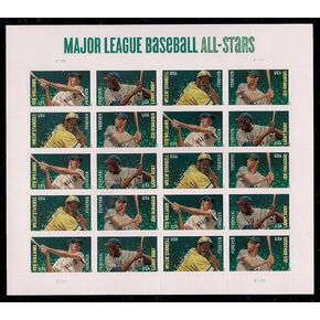 USPS Forever Stamps Baseball All Stars - sheet of 20 postage stamps (Willie Stargell, Larry Doby, Ted Williams, Joe Dimaggio)