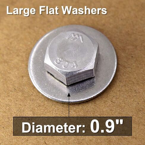 (10 مجموعات) 5/16-18x1/2 بوصة براغي سداسية من الفولاذ المقاوم للصدأ وصواميل غسالات مسطحة ومجموعات غسالات قفل، 304 فولاذ مقاوم للصدأ 18-8، قطر غسالات مسطحة 0.9 بوصة in Kuwait