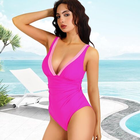 OPPOSHE Women's One Piece Swimsuits V Neck in Kuwait