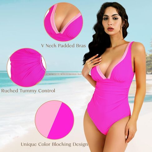 OPPOSHE Women's One Piece Swimsuits V Neck in Kuwait