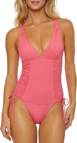 Soluna Swim Women's Shirr Delight One Piece Swimsuit, Plunge Neck, Bathing Suits in Saudi Arabia