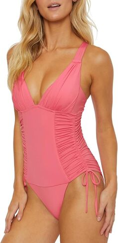 Soluna Swim Women's Shirr Delight One Piece Swimsuit, Plunge Neck, Bathing Suits in Saudi Arabia