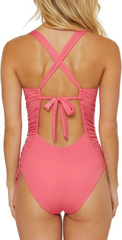 Soluna Swim Women's Shirr Delight One Piece Swimsuit, Plunge Neck, Bathing Suits in Saudi Arabia