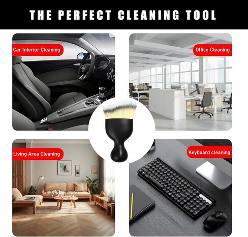فرشاة غبار داخلية للسيارة من ديكنو، قطعتان، فرش ناعمة لتفصيل السيارات خالية من الخدوش، أداة تنظيف داخلية عالمية للسيارة للوحة قيادة السيارة، فتحات تهوية، جلد (بني وأسود) in Kuwait