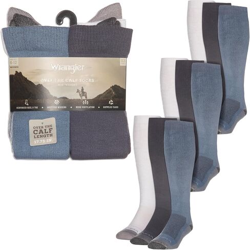 Wrangler Ryder Western Cowboy Boot Socks for Men - Over Calf, Cushioned Sole, Moisture-Wicking, Durable Design in Saudi Arabia