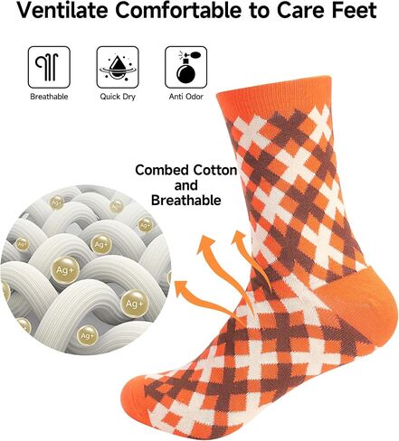 Dress Socks Combed Cotton Anti Odor Quick Dry Moisture Wikcing Size 8-13 Crew Socks in Saudi Arabia