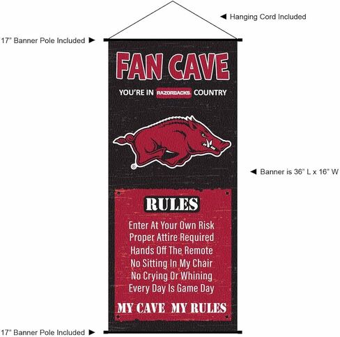 College Flags & Banners Co. Arkansas Razorbacks Man Cave Fan Banner Scroll in Saudi Arabia