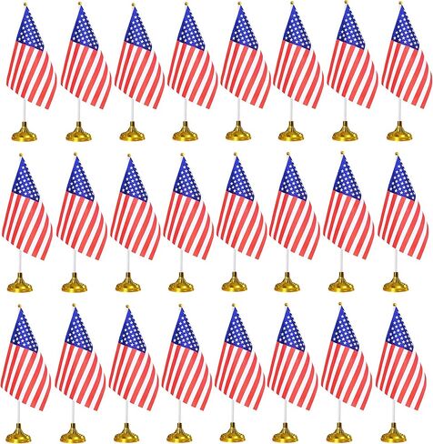 36 Pack USA American Desk Flagswith Stands Base Small Mini United States Table Flag Holder Stand 8 x 5.5 inches US Miniature Desktop Flags, International Table Decorations,Events Celebration in Kuwait