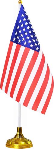 36 Pack USA American Desk Flagswith Stands Base Small Mini United States Table Flag Holder Stand 8 x 5.5 inches US Miniature Desktop Flags, International Table Decorations,Events Celebration in Kuwait