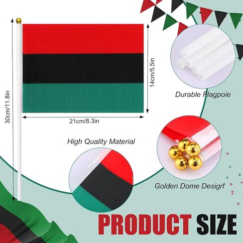 Chunful 100 Pcs African Afro American Stick Flag Mini Black History Month Pan African Flags Hand Held Flags for Liberation Kwanzaa Reggae Rasta Parade Party Decorations, 5.5 x 8.3 Inch in Saudi Arabia