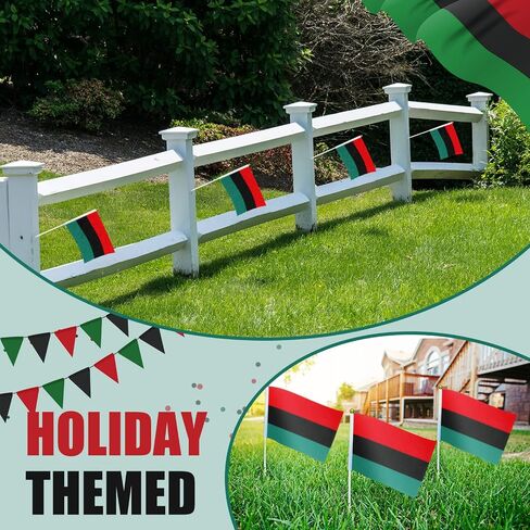Chunful 100 Pcs African Afro American Stick Flag Mini Black History Month Pan African Flags Hand Held Flags for Liberation Kwanzaa Reggae Rasta Parade Party Decorations, 5.5 x 8.3 Inch in Saudi Arabia