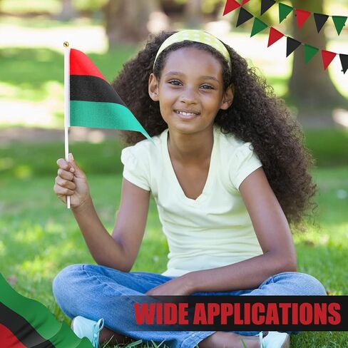 Chunful 100 Pcs African Afro American Stick Flag Mini Black History Month Pan African Flags Hand Held Flags for Liberation Kwanzaa Reggae Rasta Parade Party Decorations, 5.5 x 8.3 Inch in Saudi Arabia