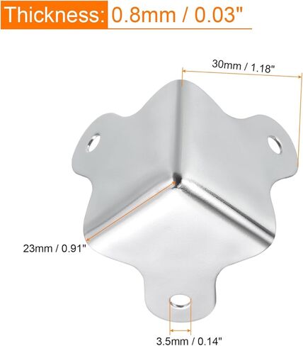 Uxcell 30x23 مللي متر صندوق معدني واقيات زوايا صندوق واقي للحواف مطلي بالكروم فضي اللون 24 قطعة in Kuwait