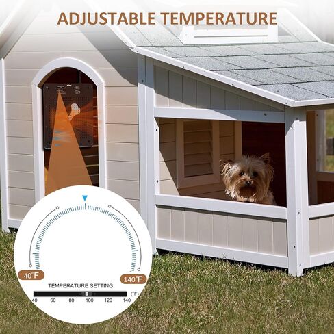 Briidea 140W Dog House Heater, 40℉-140℉ Adjustable Temperature & Anti Chew Cord, Ultra-Quiet & Ultra-Thin Design, Heater for Chicken Coops, Rabbit, Cat, Keep Your Pets Warm in Winter in Saudi Arabia