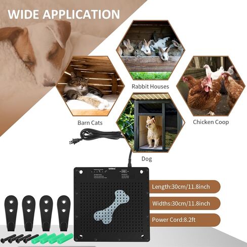 Briidea 140W Dog House Heater, 40℉-140℉ Adjustable Temperature & Anti Chew Cord, Ultra-Quiet & Ultra-Thin Design, Heater for Chicken Coops, Rabbit, Cat, Keep Your Pets Warm in Winter in Saudi Arabia