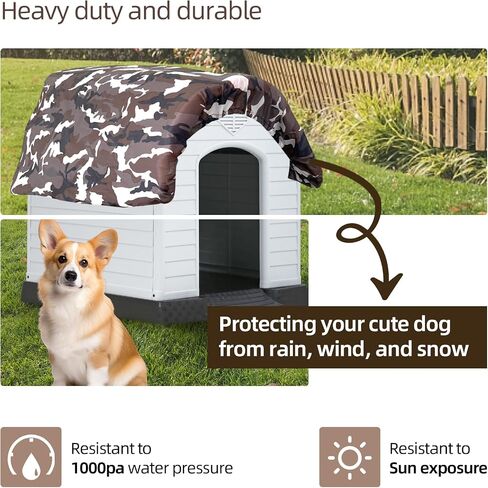Calvana Dog House Roof Cover | Pet Kennel Covers Windproof and Waterproof | Fit All Large Plastic Dog House (43" L X 38" W) in Saudi Arabia