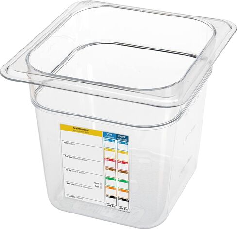 منتجات Carlisle FoodService Products StorPlus صينية طعام بلاستيكية 1/6 مع ملصق متكامل للمطاعم، 2.5 كوارت، شفاف in Saudi Arabia